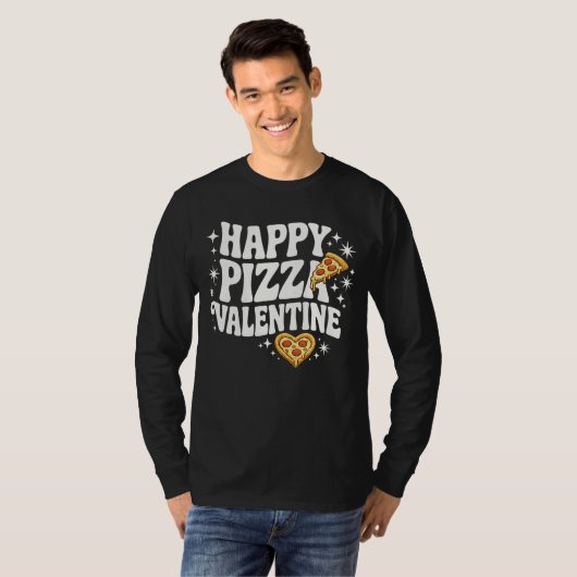 Happy Pizza Valentine Funny Pizza Love Design Tシャツ (正面フル)