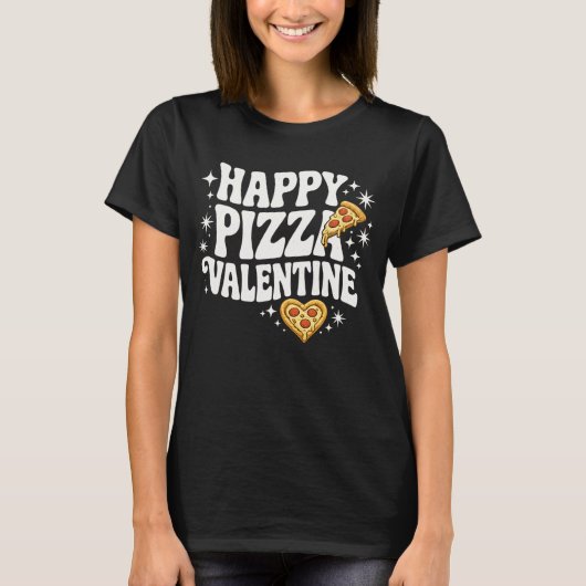 Happy Pizza Valentine Funny Pizza Love Design Tシャツ (正面)