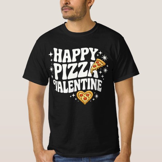 Happy Pizza Valentine Funny Pizza Love Design Tシャツ (正面)