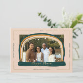 Happy Place モダン Snow Globeクリスマスフォト シーズンカード (スタンド正面)