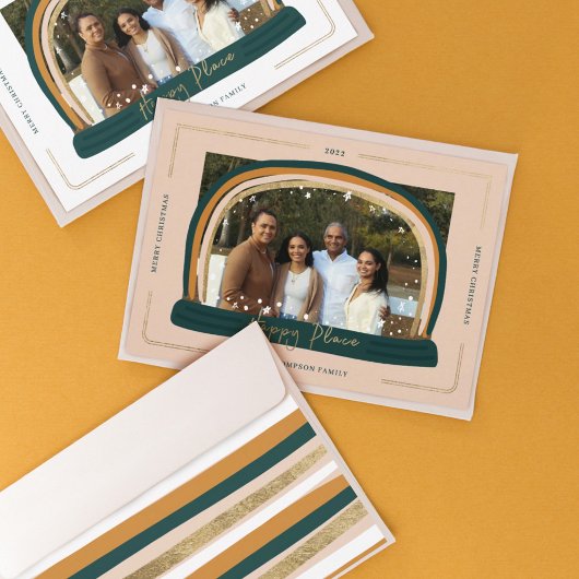 Happy Place モダン Snow Globeクリスマスフォト シーズンカード