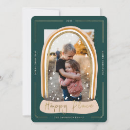 Happy Place モダン Snow Globeクリスマスフォト シーズンカード
