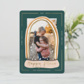 Happy Place モダン Snow Globeクリスマスフォト シーズンカード (スタンド正面)