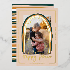 Happy Place モダン Snow Globeクリスマスフォト 箔シーズンカード