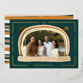 Happy Place モダン Snow Globeクリスマスフォト 箔シーズンカード