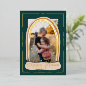 Happy Place モダン Snow Globeクリスマスフォト 箔シーズンカード (立ち正面)