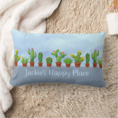 Happy Place Personalized Cactus Lover's Decorative ランバークッション (ブランケット)