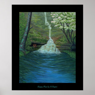 Happy Place - Waterfall Painting ポスター