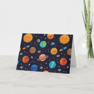 Happy Planets Greeting Card (空白の) サンキューカード