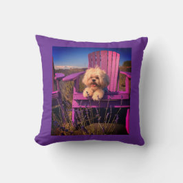 Happy Playful Shih Tzu Puppy Smiles Among Flowers クッション