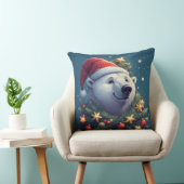 Happy Polar Bear in Santa Hat クッション (椅子)