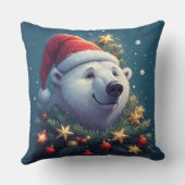 Happy Polar Bear in Santa Hat クッション (裏面)