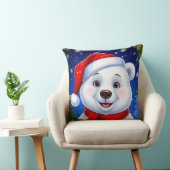 Happy Polar Bear in Santa Hat クッション (椅子)