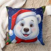 Happy Polar Bear in Santa Hat クッション (ブランケット)