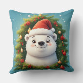 Happy Polar Bear in Santa Hat クッション (裏面)