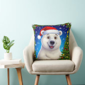Happy Polar Bear in Santa Hat クッション (椅子)