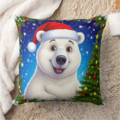 Happy Polar Bear in Santa Hat クッション (ブランケット)