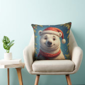 Happy Polar Bear in Santa Hat クッション (椅子)
