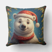 Happy Polar Bear in Santa Hat クッション (裏面)