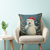 Happy Polar Bear in Santa Hat クッション (椅子)