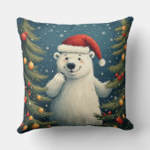 Happy Polar Bear in Santa Hat クッション (裏面)