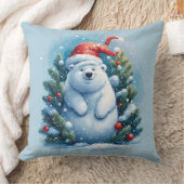 Happy Polar Bear in Santa Hat クッション (ブランケット)