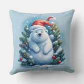 Happy Polar Bear in Santa Hat クッション (裏面)