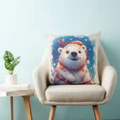 Happy Polar Bear in Santa Hat クッション (椅子)