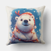 Happy Polar Bear in Santa Hat クッション (裏面)