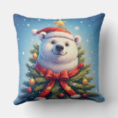 Happy Polar Bear in Santa Hat クッション (裏面)