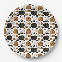 Happy polka dots pumpkin ペーパープレート