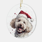 Happy Poodle Dog Christmas Personalized セラミックオーナメント (左)