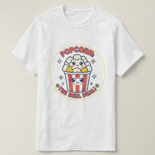Happy Popcorn Movie Lover Graphic Tシャツ (デザイン正面)