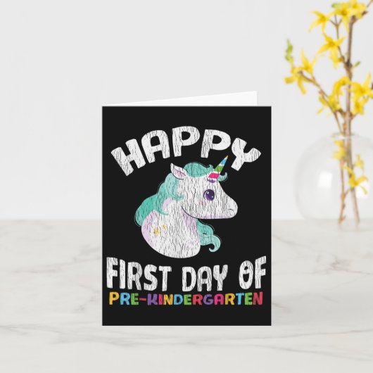 Happy Pre-k First Day Of Preschool Back To School  カード (黄色い花)