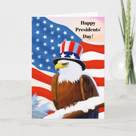 Happy Presidents' Day Patriotic Bald Eagle カード (正面)
