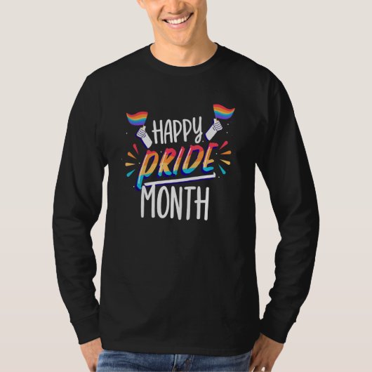Happy Pride Month Gay Lgbtq Proud Rainbow Tシャツ (正面)