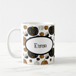 Happy print polka dots pumpkin コーヒーマグカップ