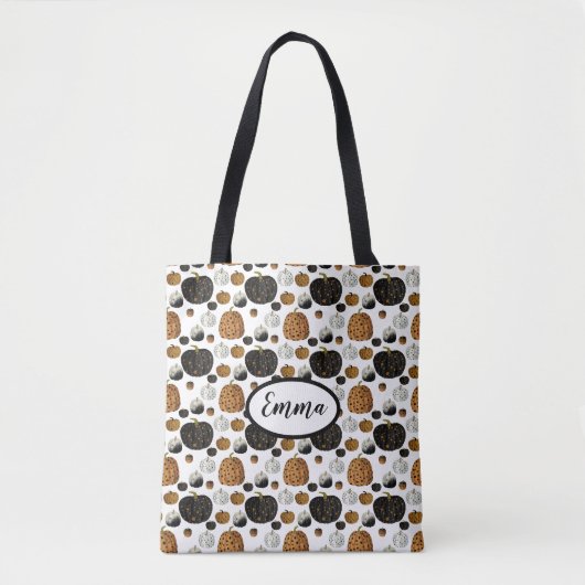 Happy print polka dots pumpkin トートバッグ (正面)