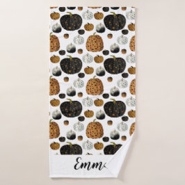 Happy print polka dots pumpkin バスタオル