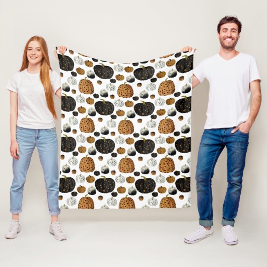 Happy print polka dots pumpkin フリースブランケット (インサイチュ)