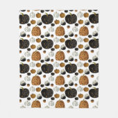 Happy print polka dots pumpkin フリースブランケット (正面)
