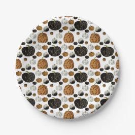 Happy print polka dots pumpkin ペーパープレート
