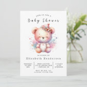 Happy Printable Bearベビーシャワー 招待状 (スタンド正面)
