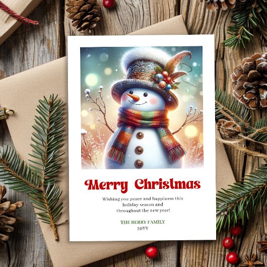 Happy printable funny snowman festive holiday card シーズンカード