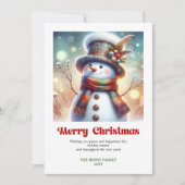 Happy printable funny snowman festive holiday card シーズンカード (正面)