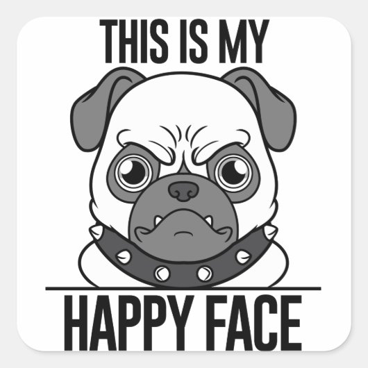 Happy Pug愛犬家 スクエアシール (正面)