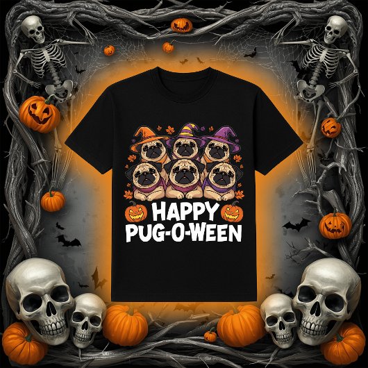 Happy Pug-O-Ween | Adorable Halloween Pug Dogs Tシャツ