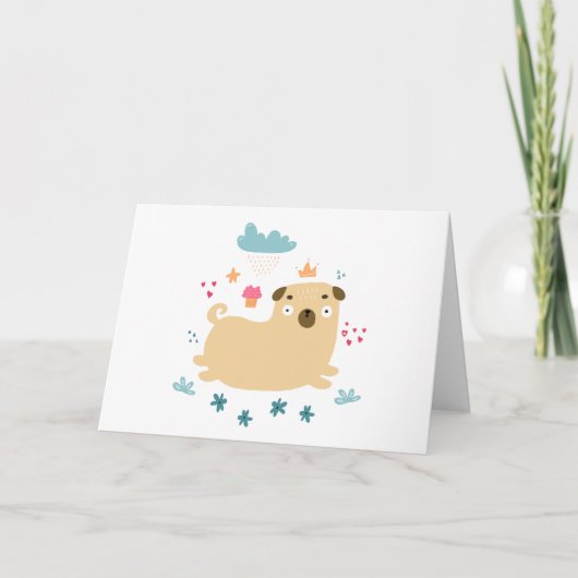 Happy Puggy Greeting Card (空白の) カード (正面)