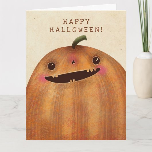 Happy Pumpkins – かわいいハロウィーン カード (正面)