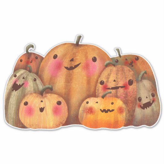 Happy Pumpkins – かわいいハロウィーン シール (正面)